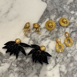 Vintage Gold and Black Clip On Earring Collection